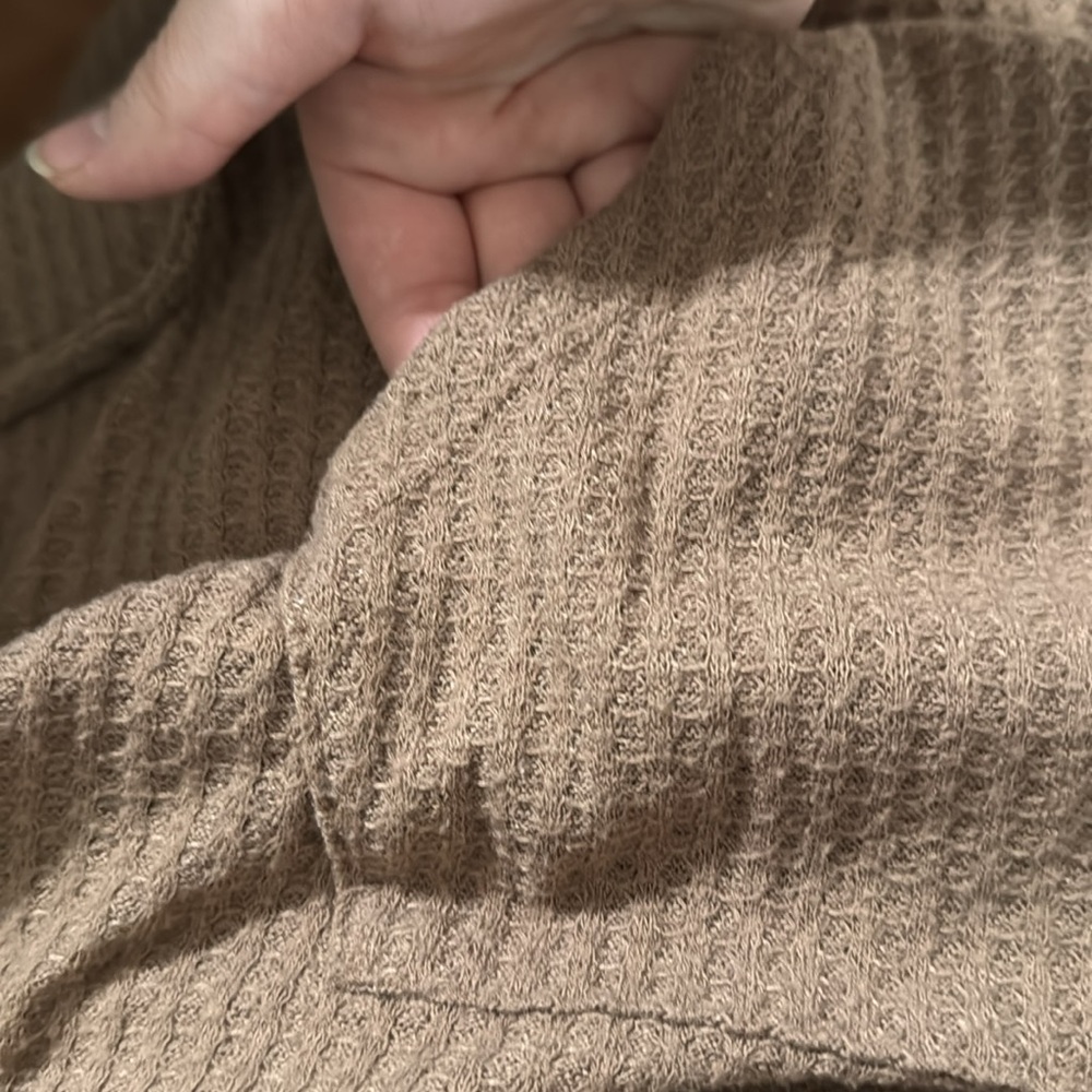 Talulah Tan Relaxed Knit Thermal Waffle Hoodie Size S - Picture 8 of 10